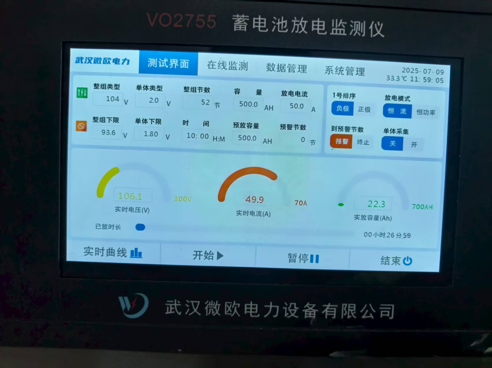 110V系统50a放电试验现场